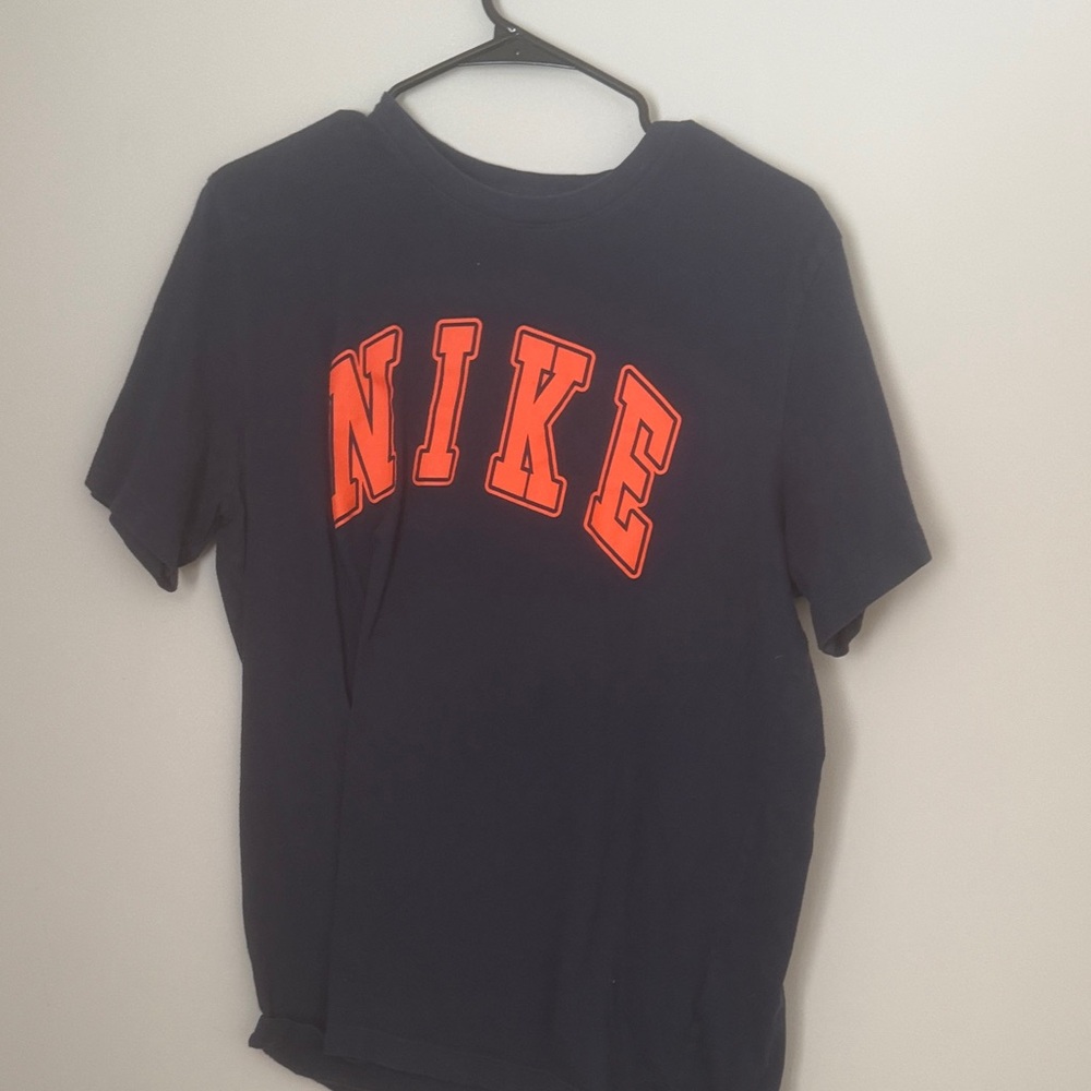 Nike Kids Dark Blue Tee with Bright Orange Lettering